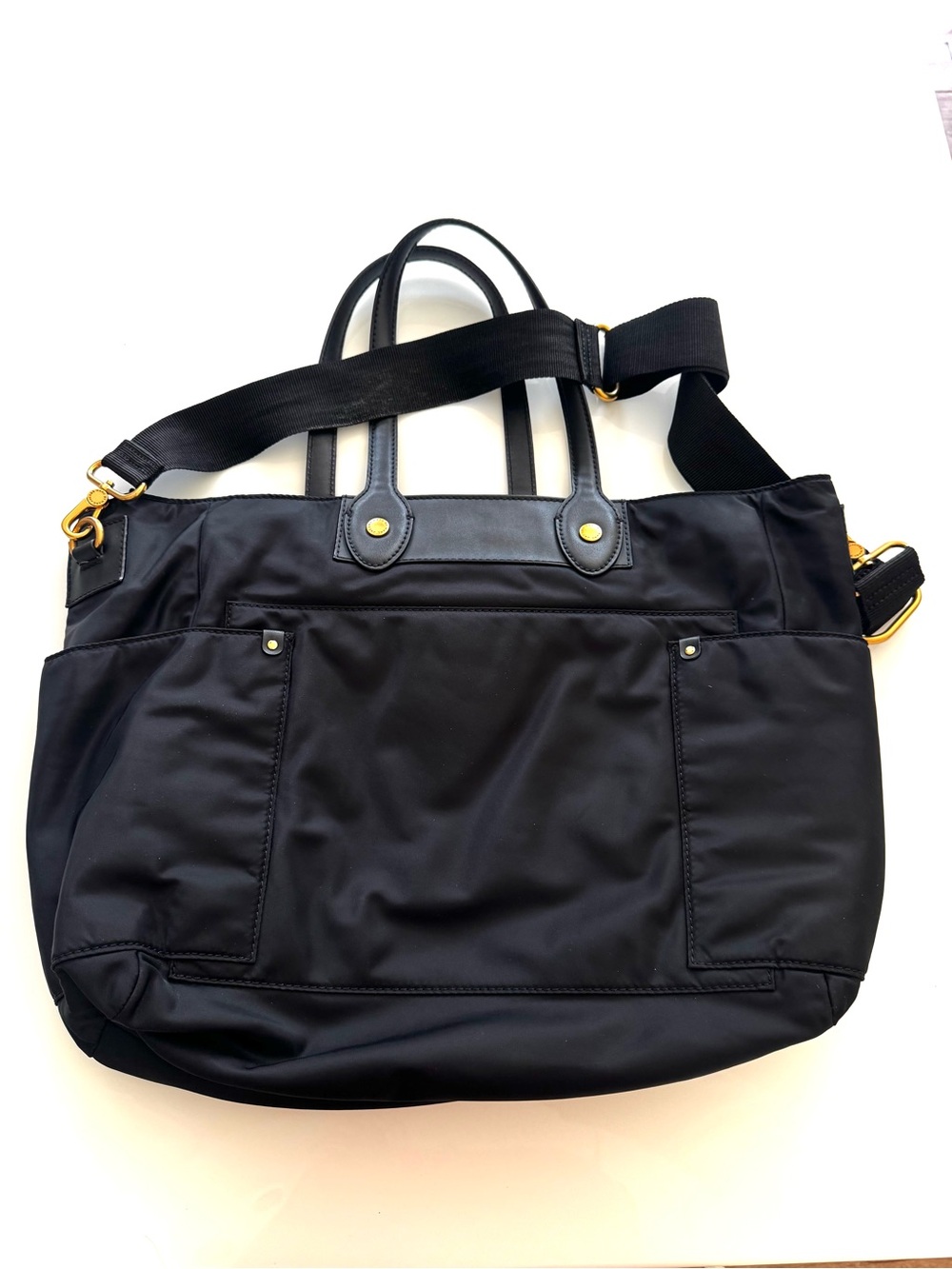 Marc by Marc Jacobs Black Nylon Work Tote Gold Hardware Dual Handle Crossbody - Picture 2 of 8